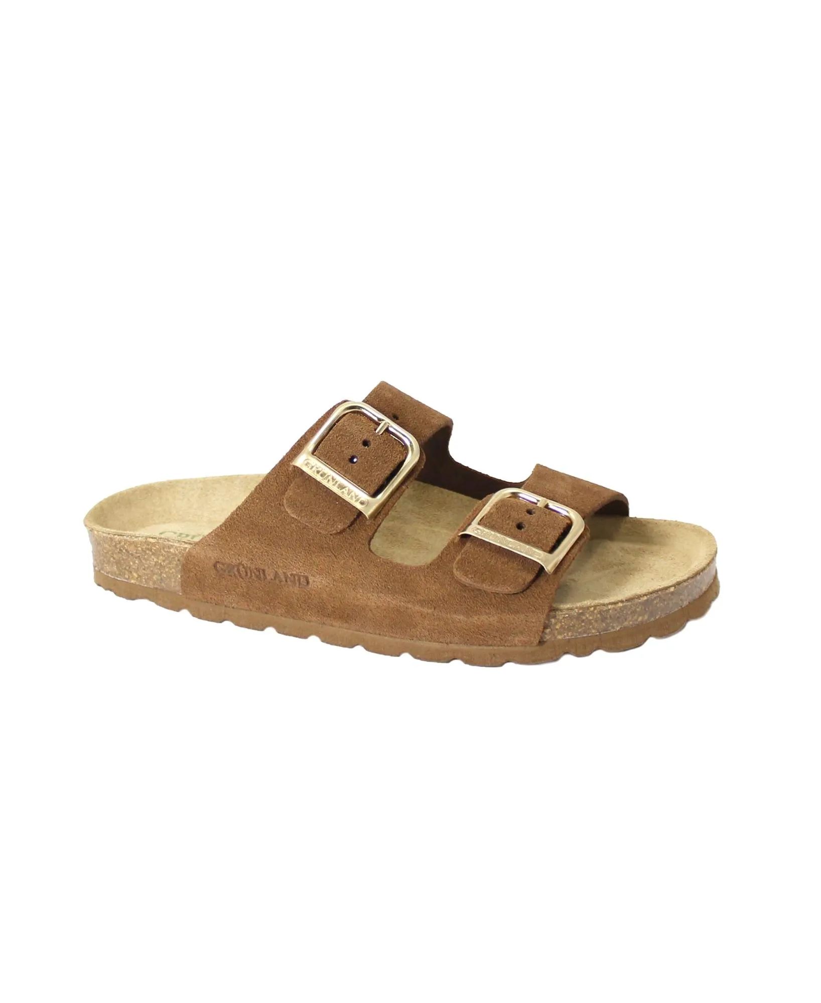 GRUNLAND SARA CB2631 marrone ciabatte donna anatomiche soft pelle fibbie birk