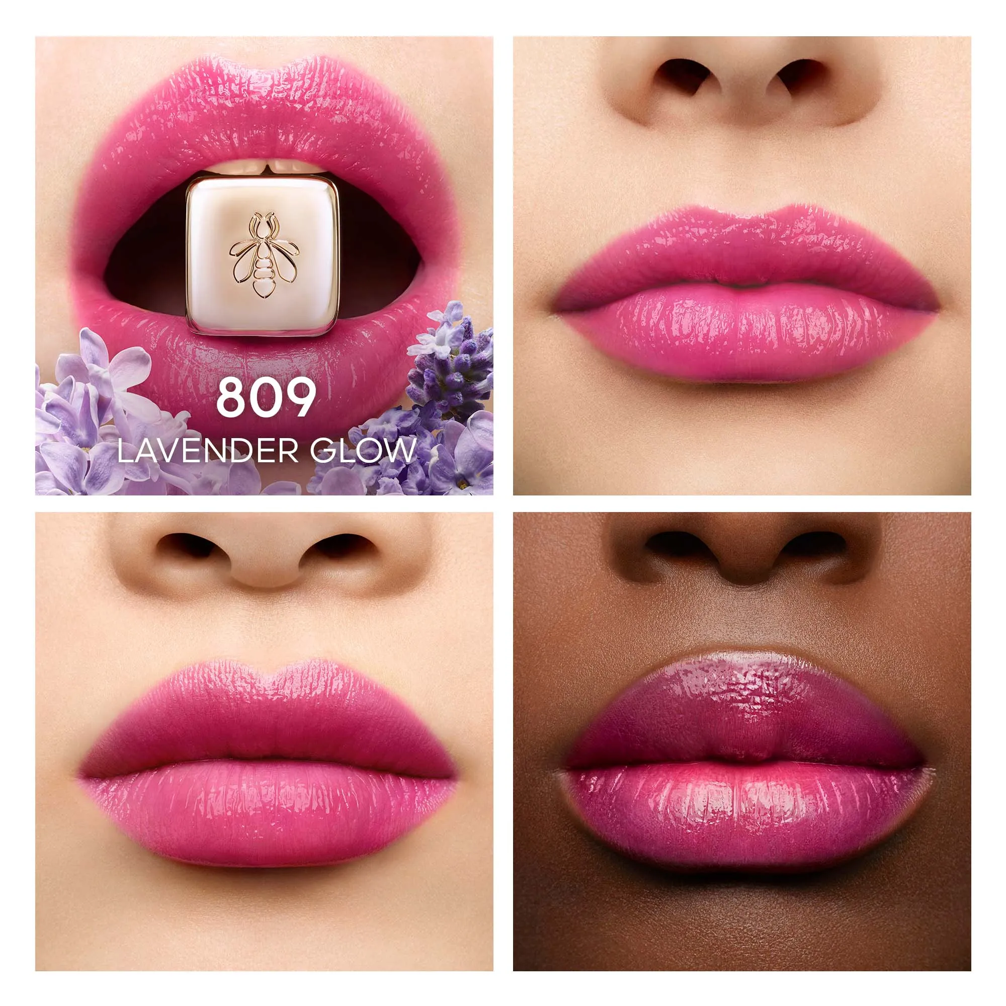  GUERLAIN   KissKiss Bee Glow - Balsamo labbra colorato infuso al miele 98 di origine naturale |  - 809 LAVENDER GLOW