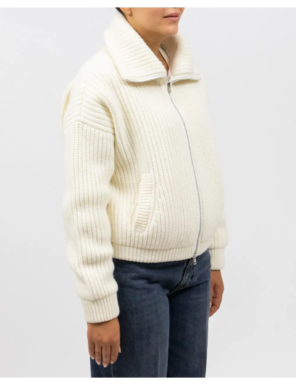 Herno - Cardigan Lana Corto Bianco Donna