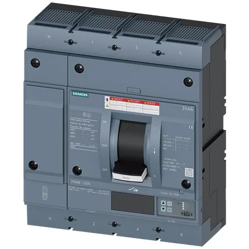 Interruttore automatico con contenitore stampato MCCB 3VA6560-6JT46-2AA0, 4, 600A, potere di interruzione 65 kA, Fissa