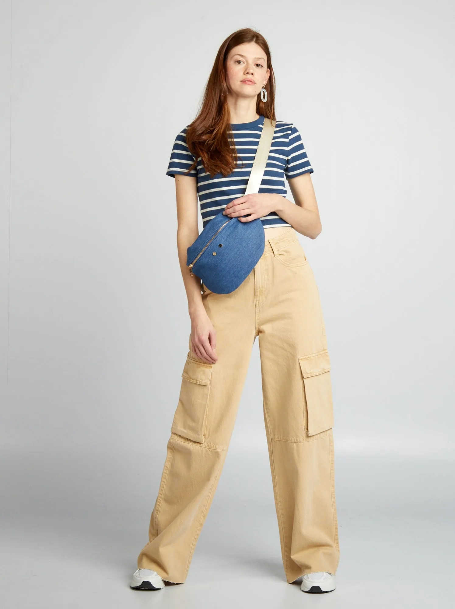 Jeans multitasche wide leg - BEIGE