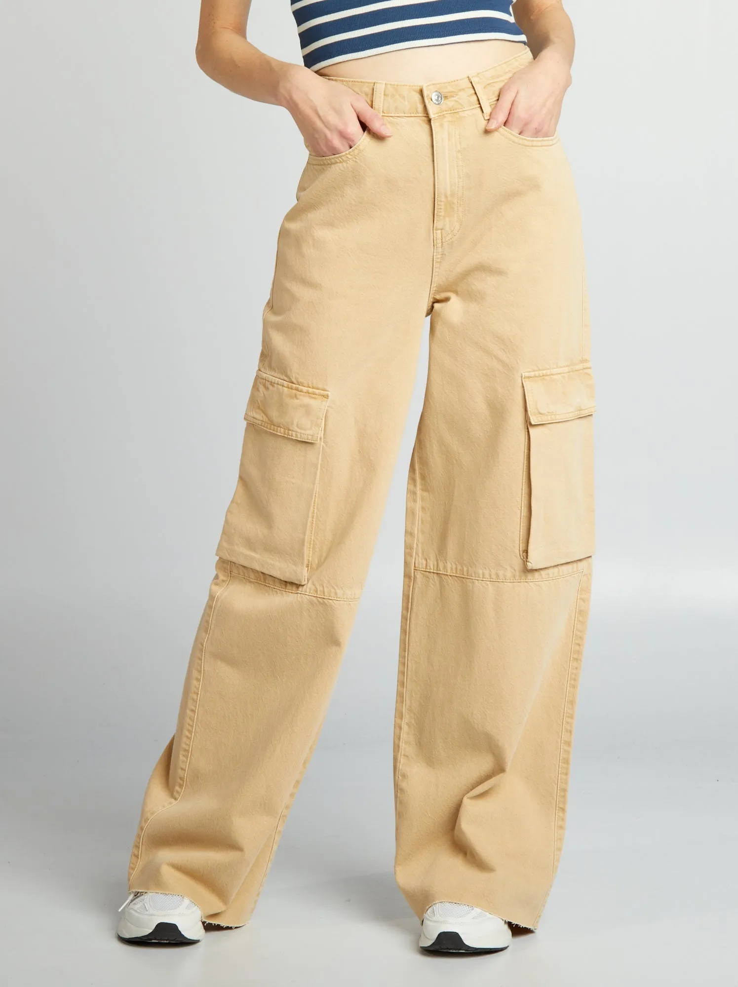 Jeans multitasche wide leg - BEIGE