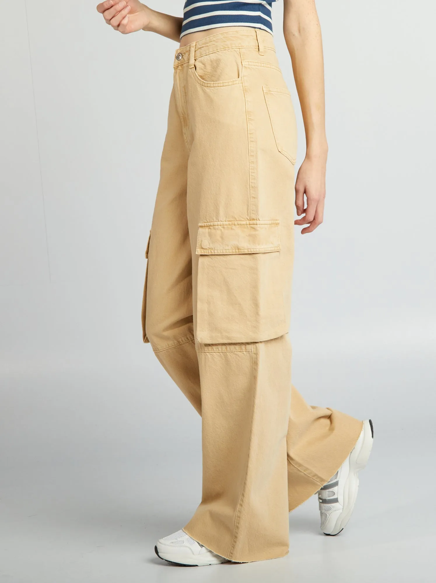 Jeans multitasche wide leg - BEIGE