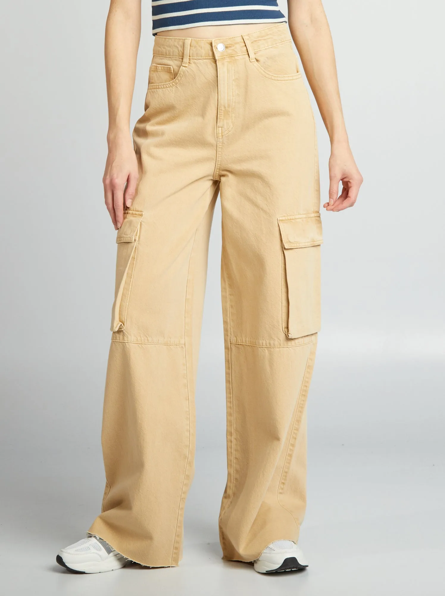 Jeans multitasche wide leg - BEIGE