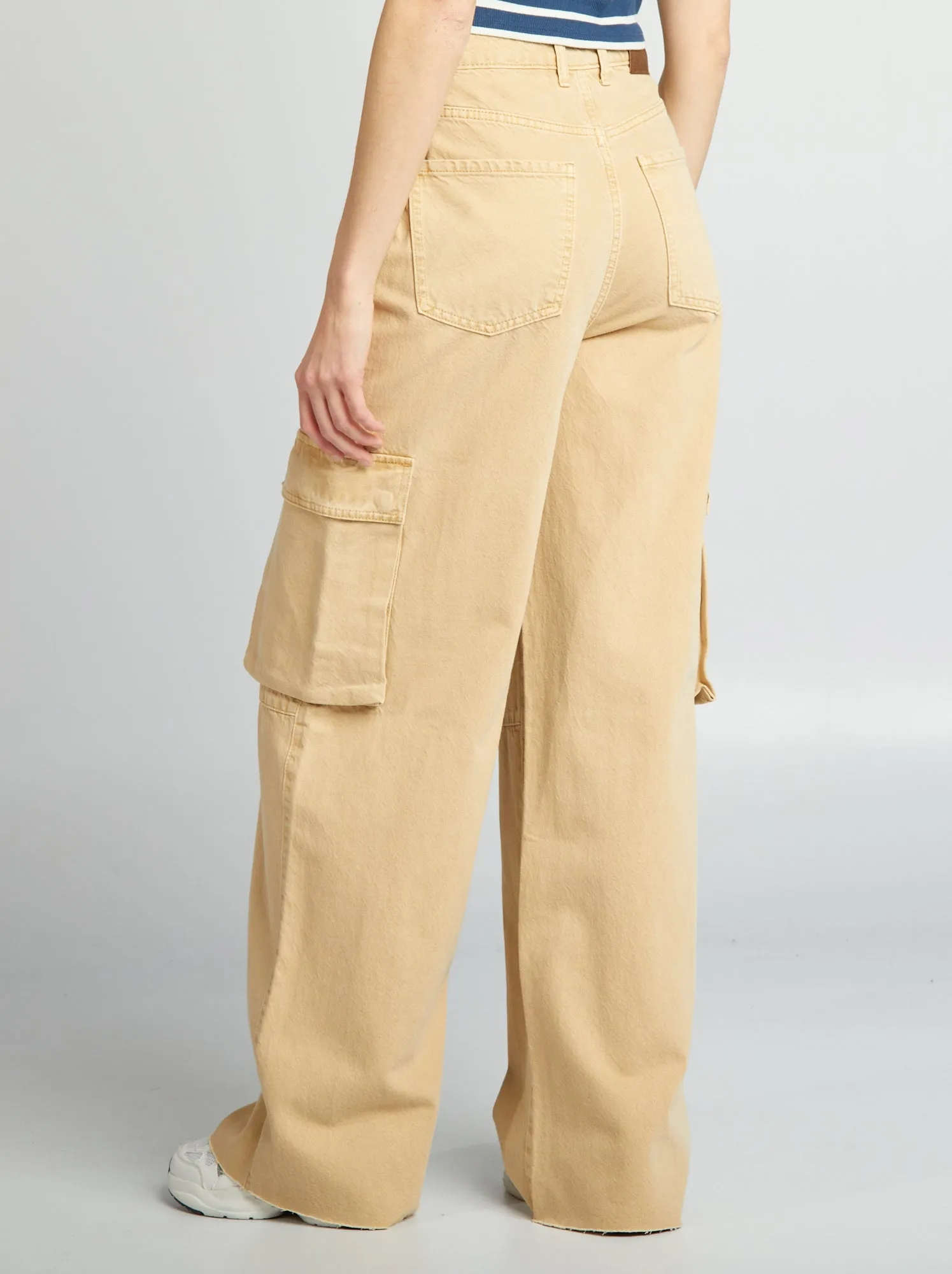 Jeans multitasche wide leg - BEIGE