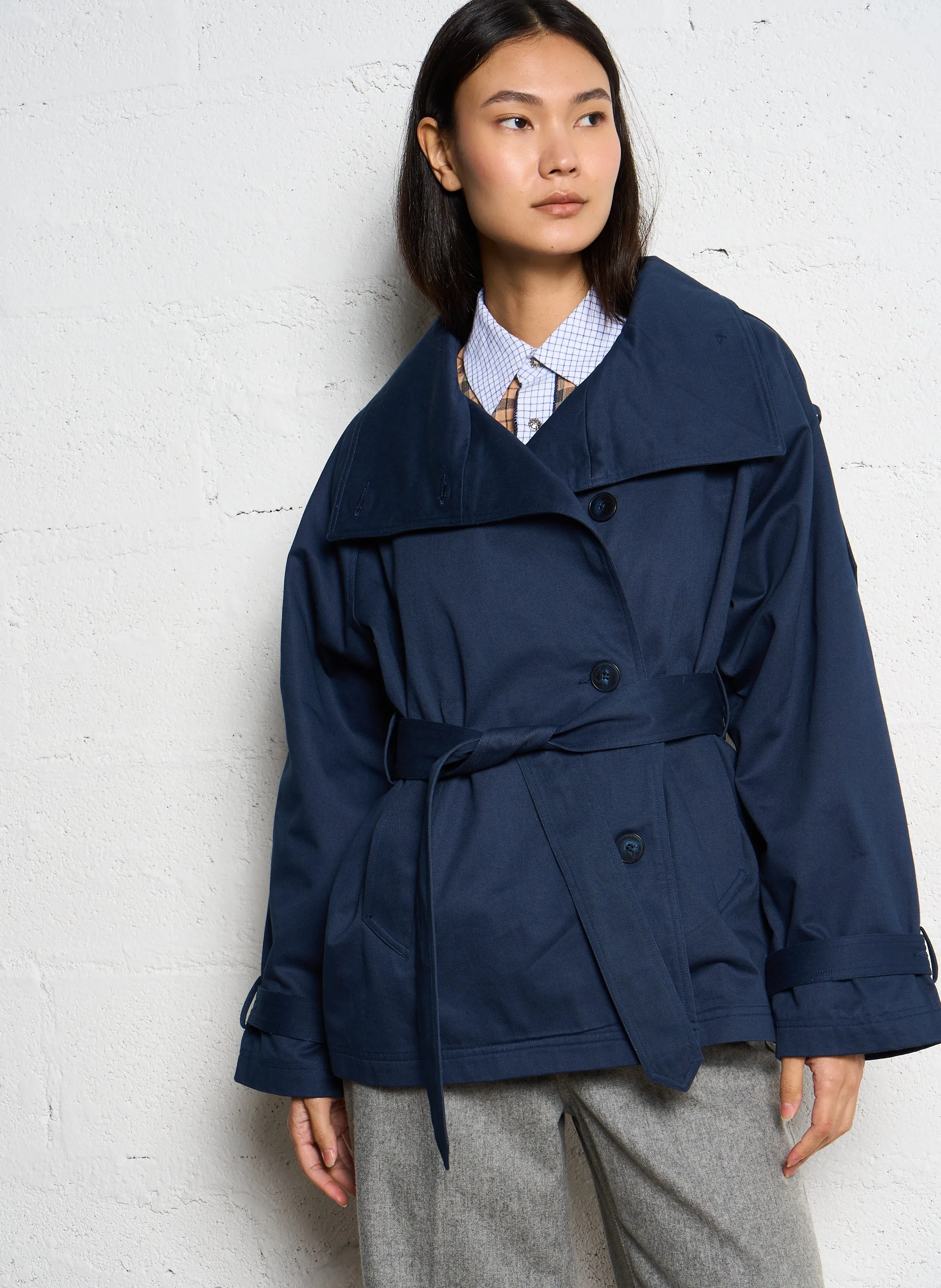  LAURENCE BRAS   ASTAIR - Trench corto in cotone | Blu