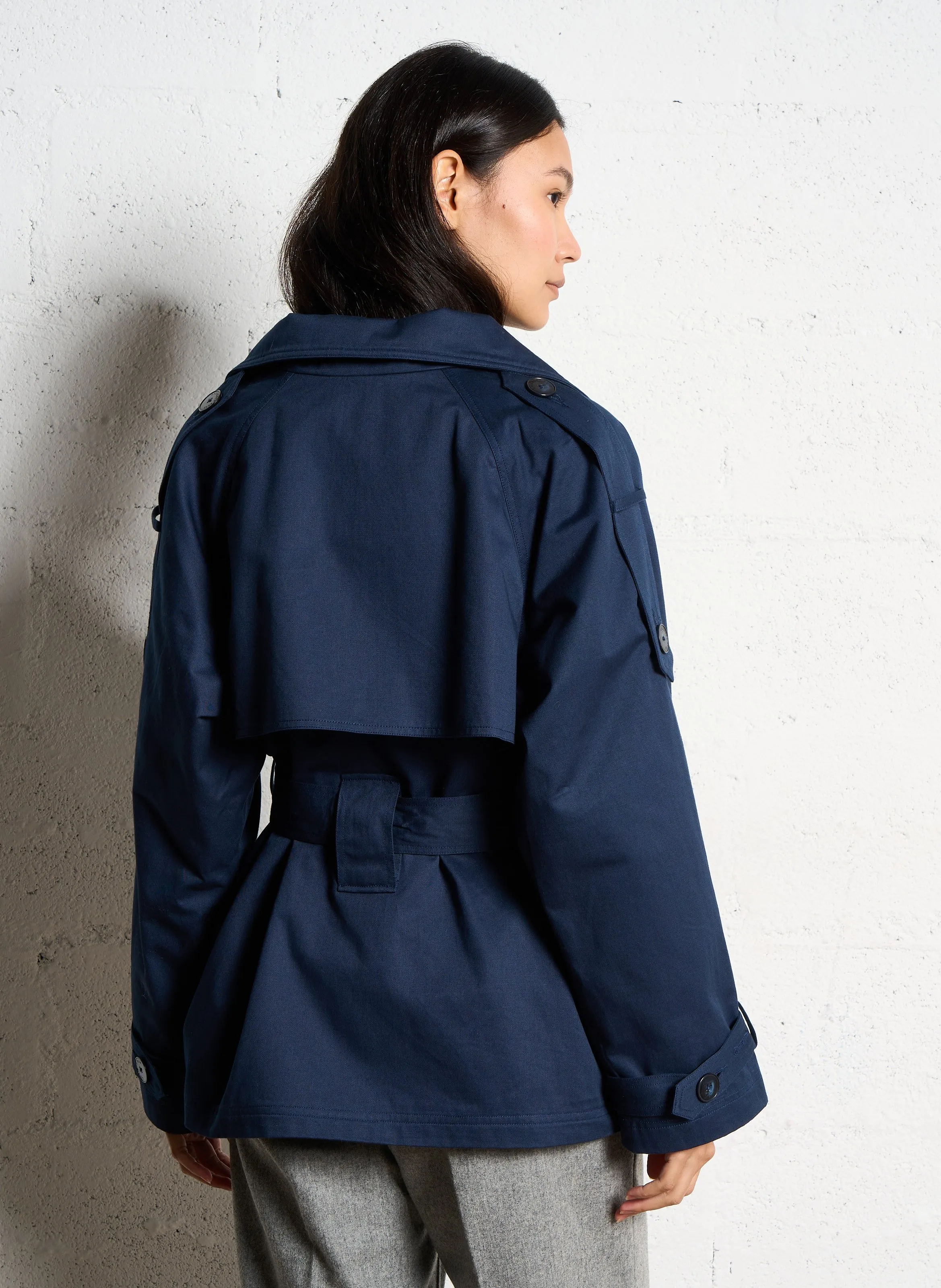  LAURENCE BRAS   ASTAIR - Trench corto in cotone | Blu