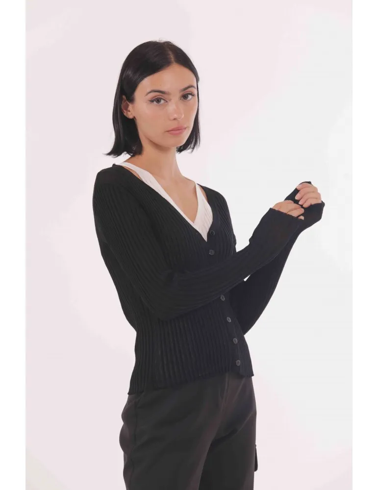 MAGLIA EFFETTO CARDIGAN SU TOP A COSTINE