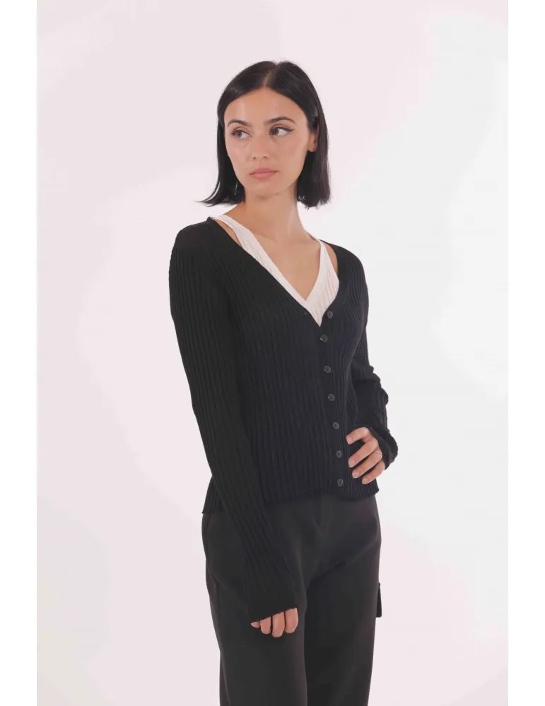 MAGLIA EFFETTO CARDIGAN SU TOP A COSTINE