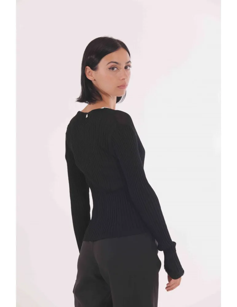 MAGLIA EFFETTO CARDIGAN SU TOP A COSTINE