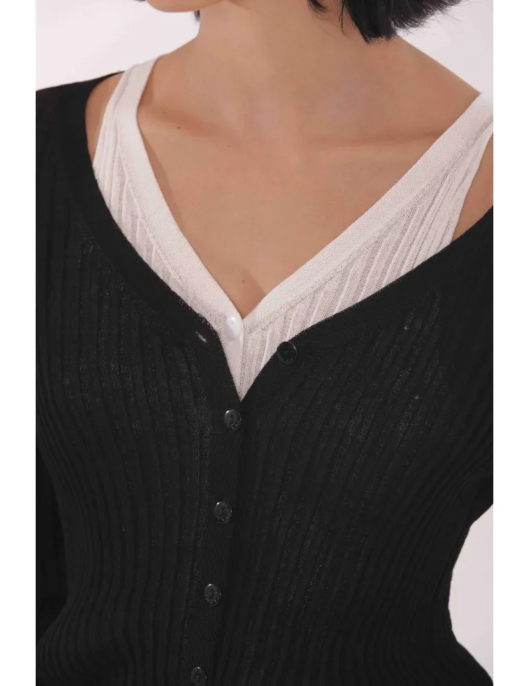 MAGLIA EFFETTO CARDIGAN SU TOP A COSTINE