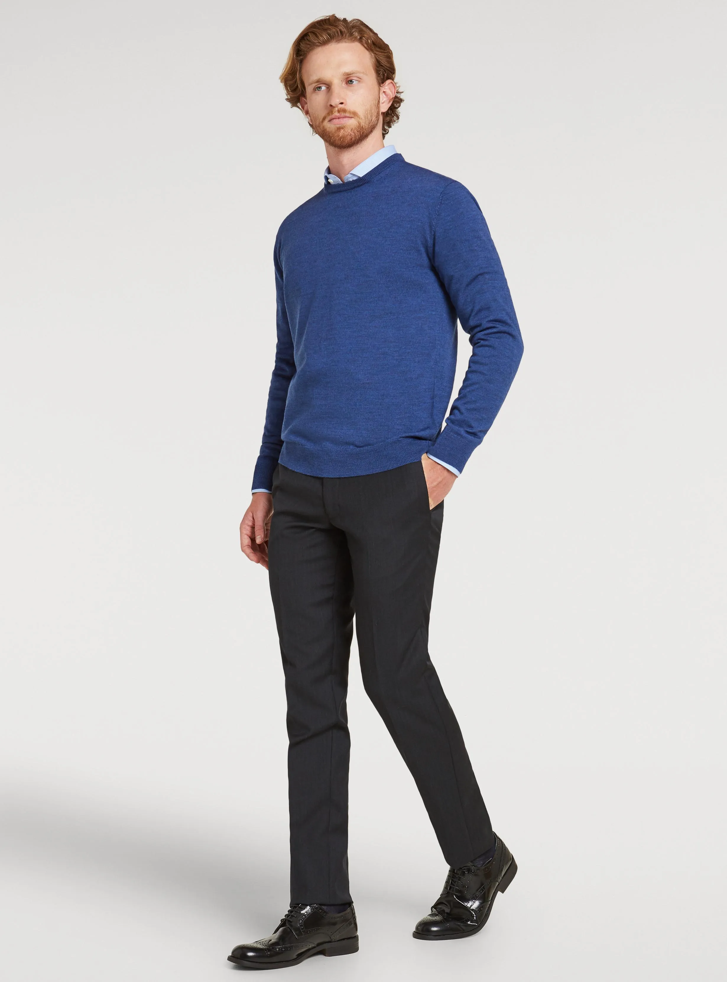   Maglia girocollo in pura lana merino      