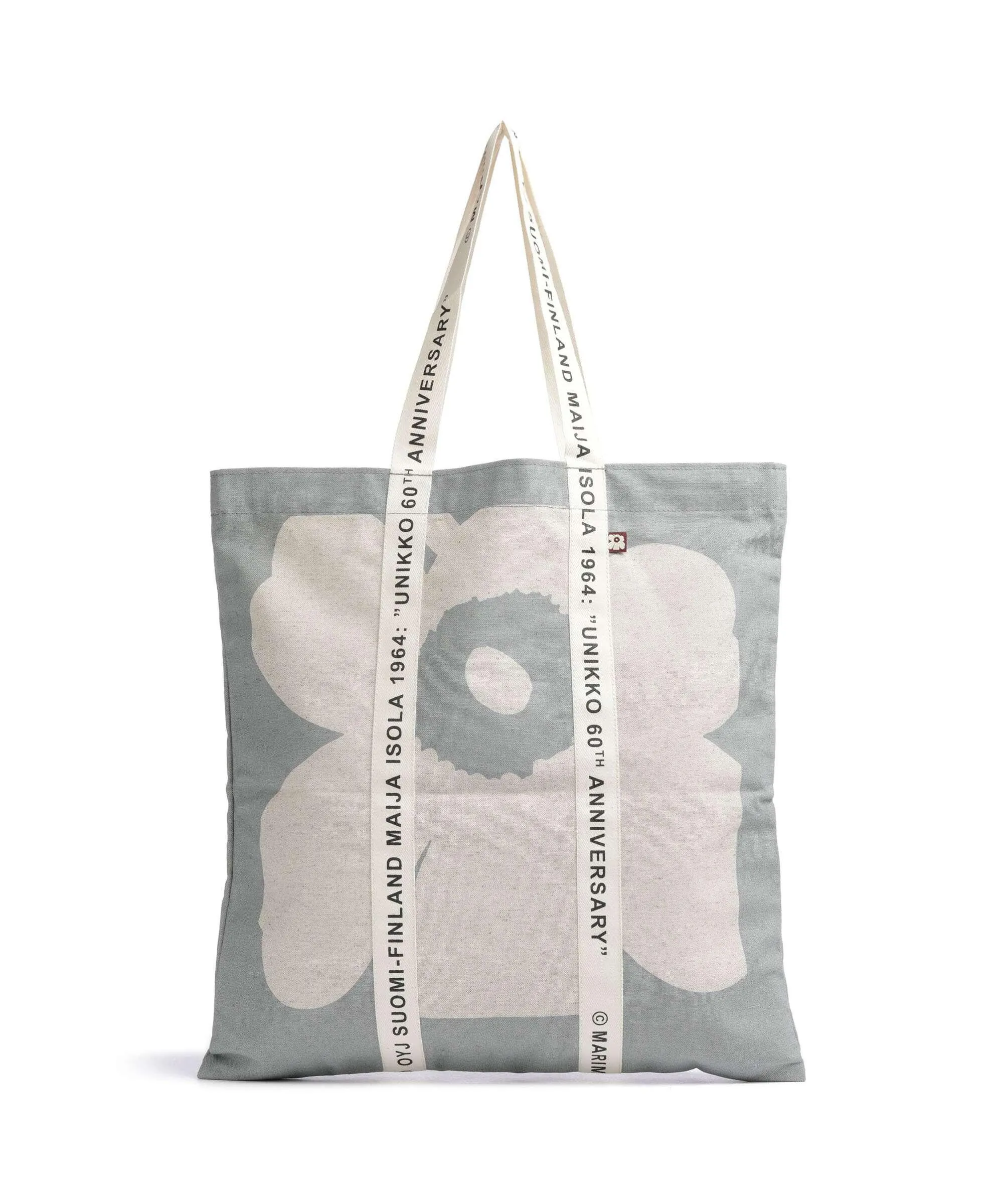  Marimekko Unikko Carrier Midi Borsa shopper cotone grigio  