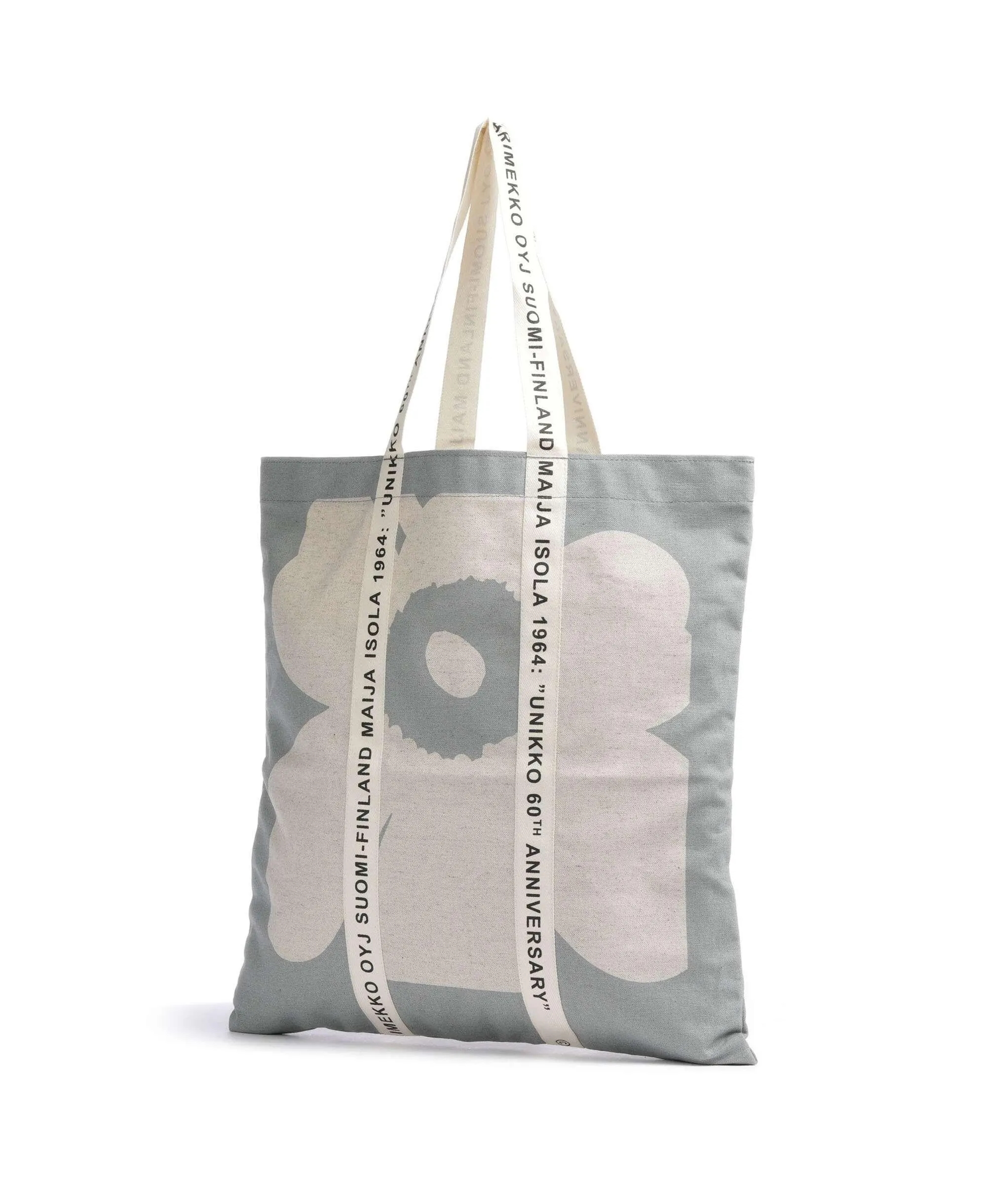  Marimekko Unikko Carrier Midi Borsa shopper cotone grigio  