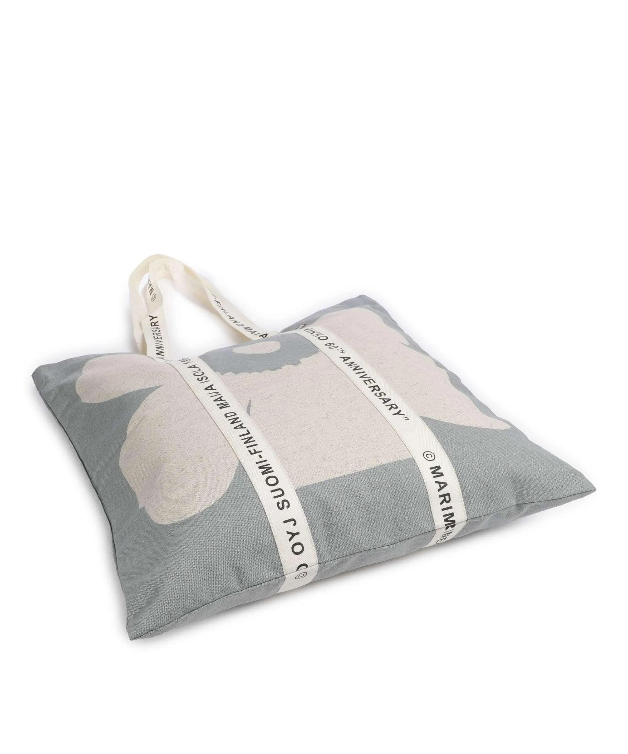  Marimekko Unikko Carrier Midi Borsa shopper cotone grigio  