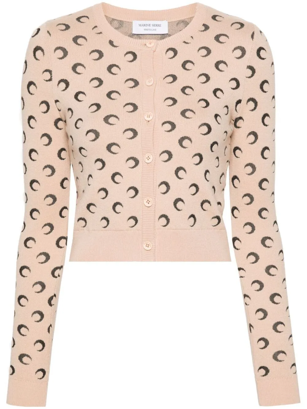 MARINE SERRE MOON JACQUARD KNIT FITTED CARDIGAN