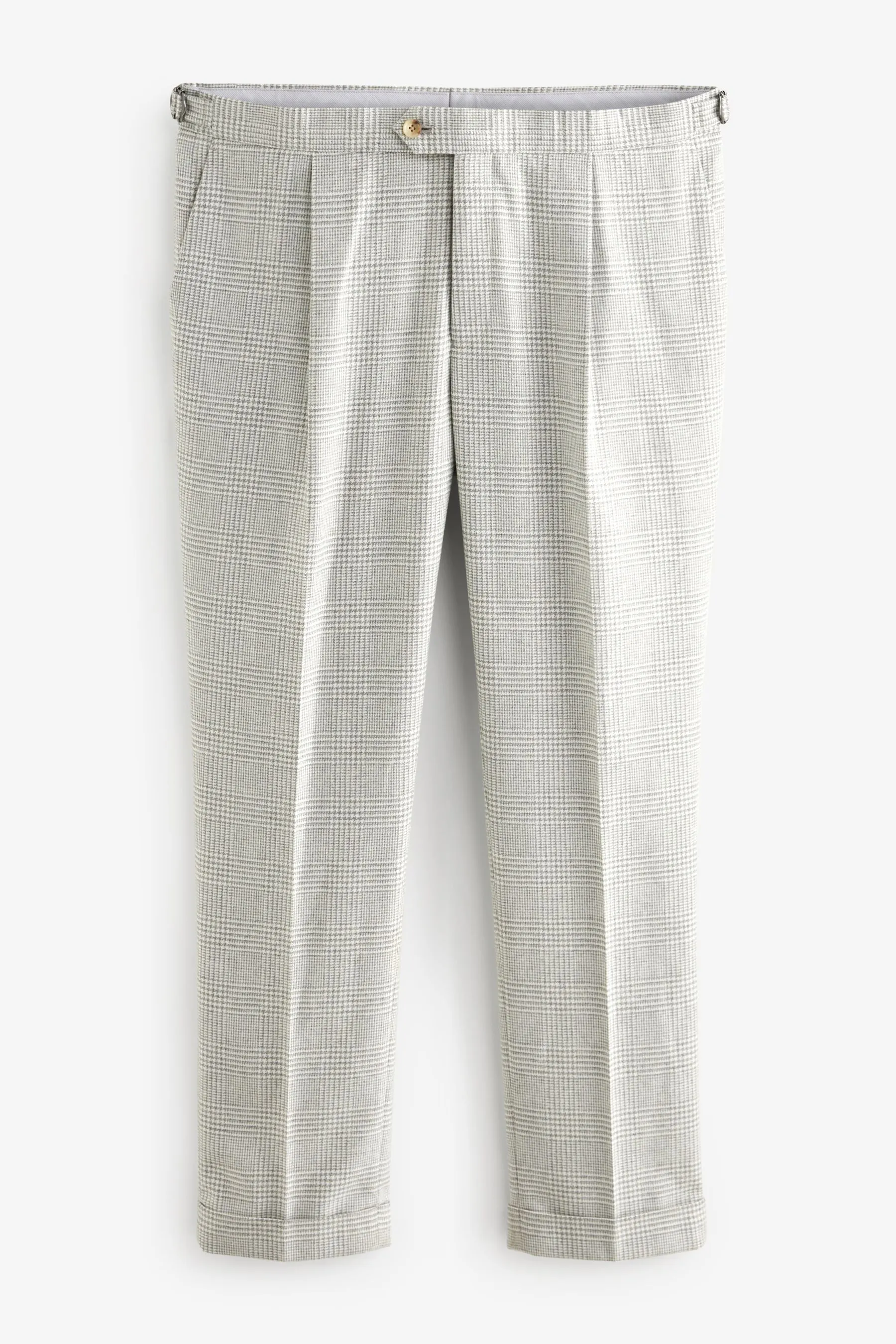 Naturale  - Vestibilità attillata / Slim - Pantaloni da completo in Blend A quadri lana italiana