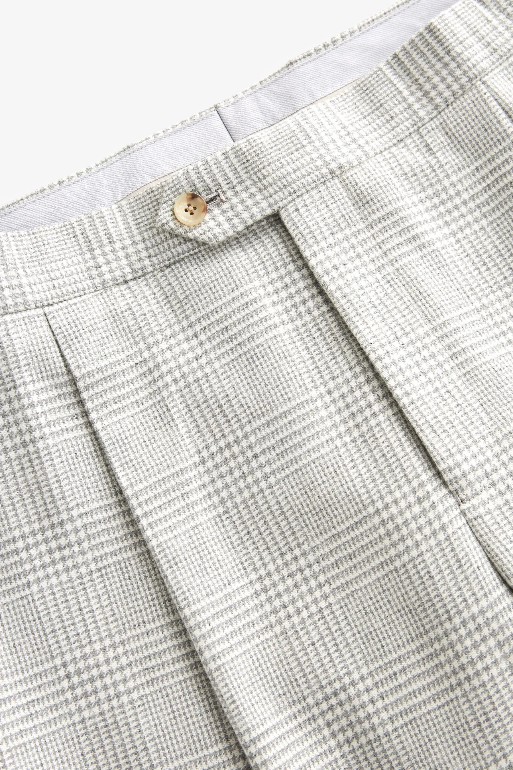 Naturale  - Vestibilità attillata / Slim - Pantaloni da completo in Blend A quadri lana italiana