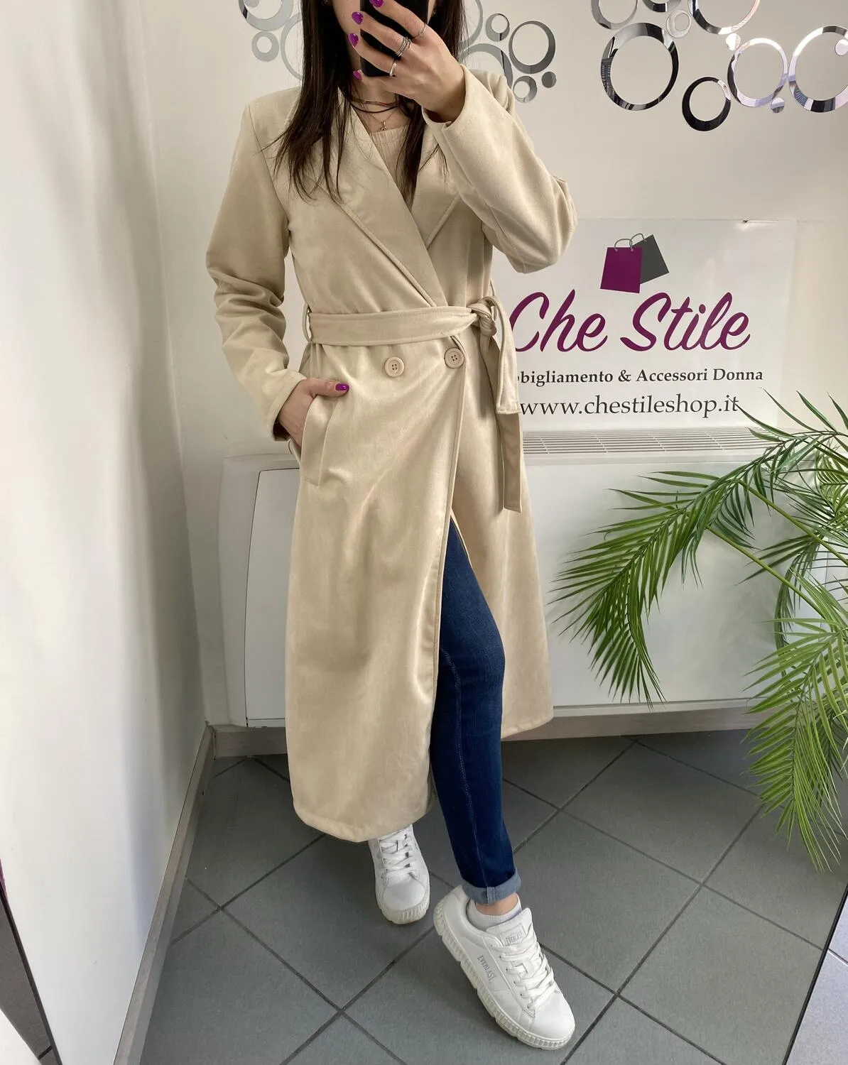 NEW Trench lungo scamosciato