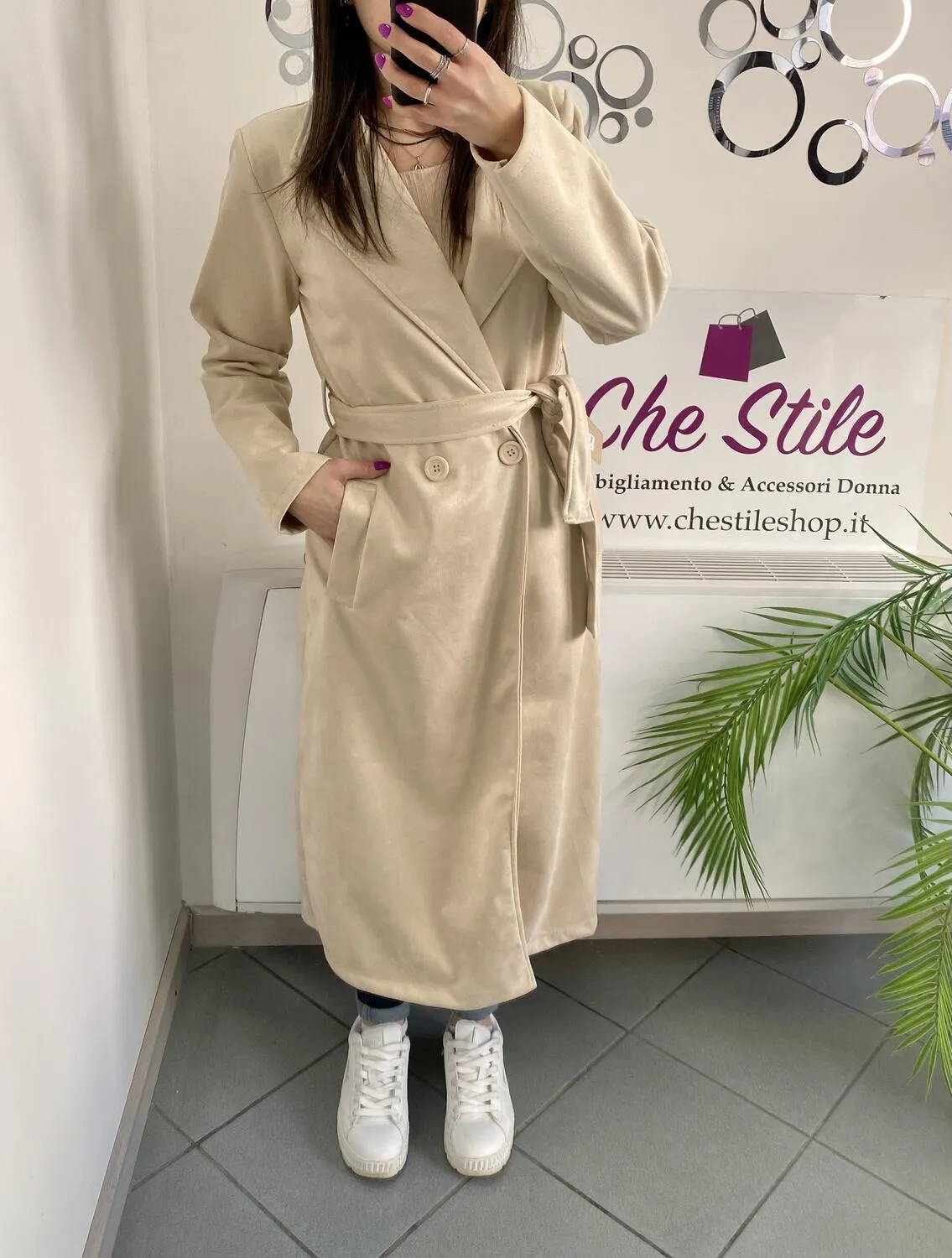 NEW Trench lungo scamosciato