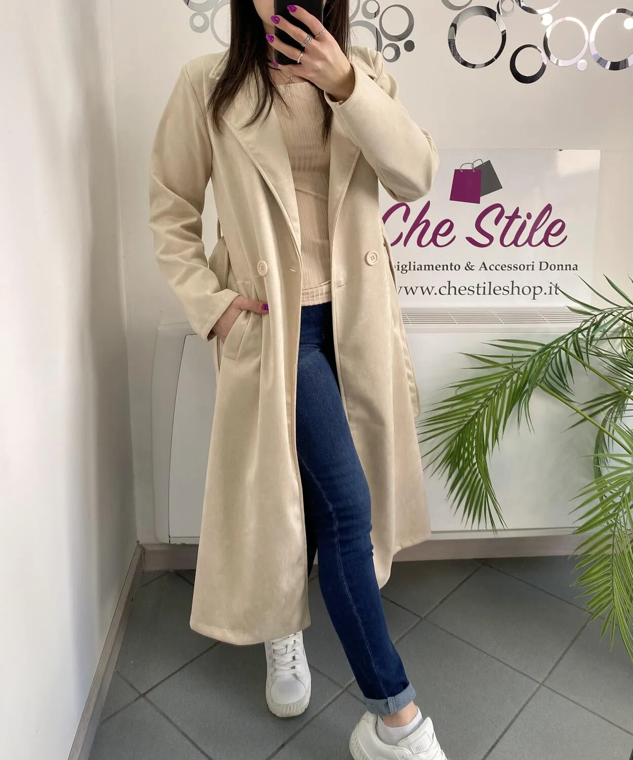 NEW Trench lungo scamosciato