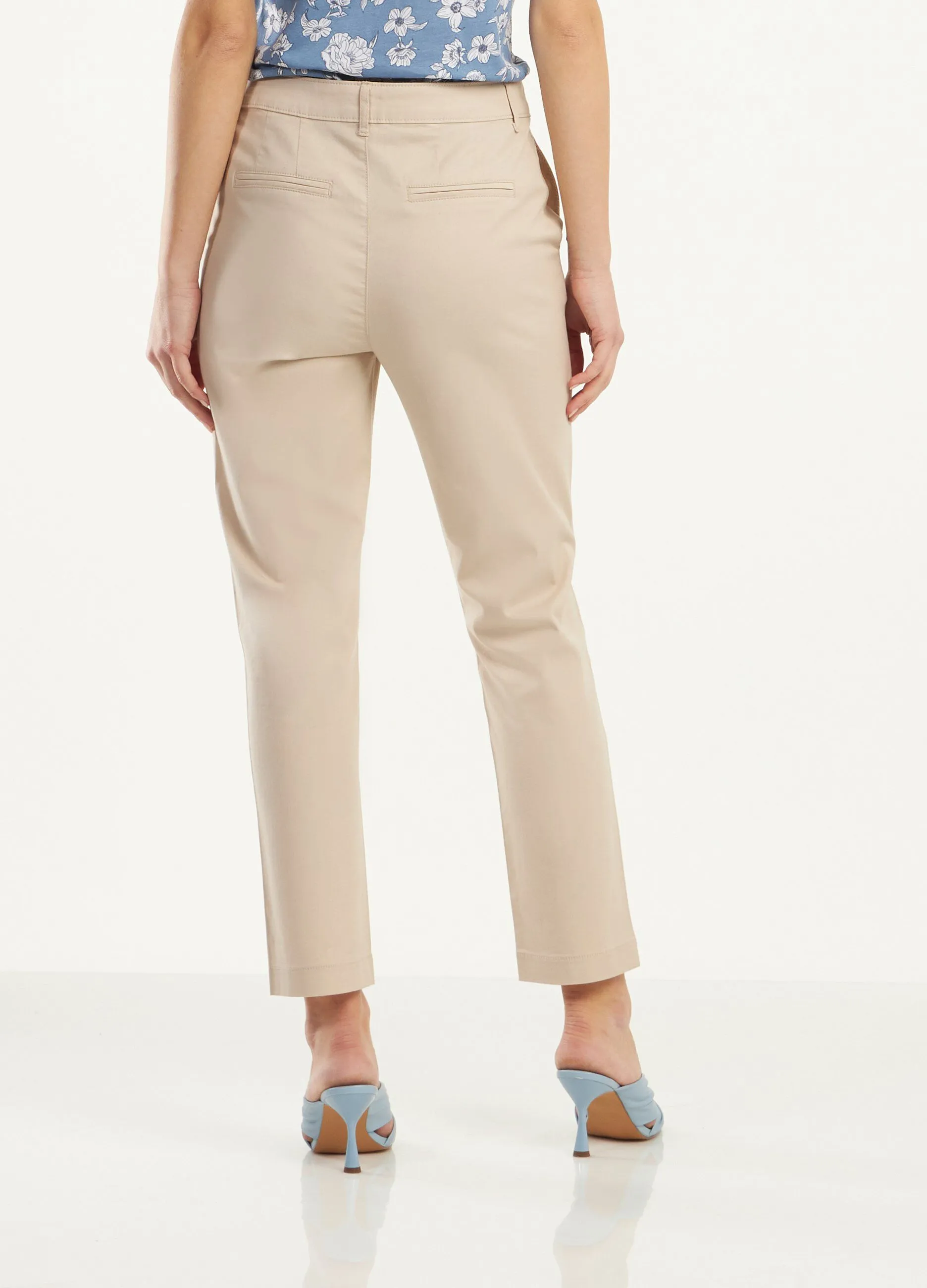 Pantaloni a vita alta  in cotone elasticizzato donna