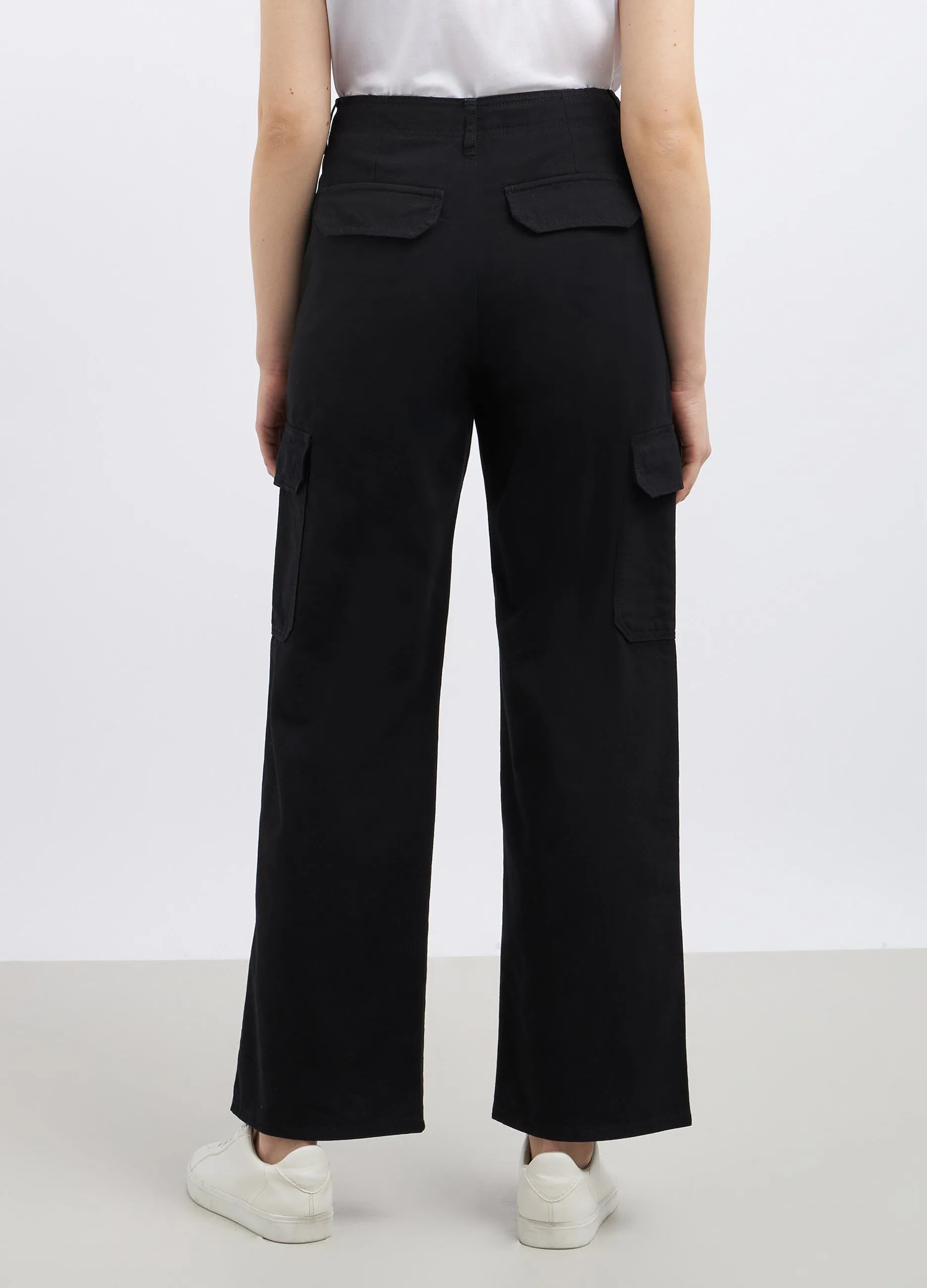 Pantaloni cargo in denim di puro cotone donna