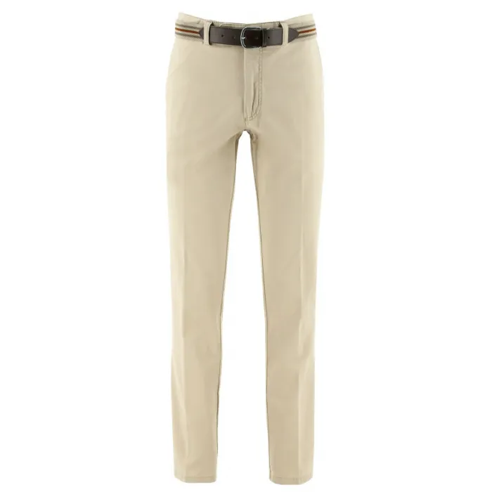 Pantaloni chino in cotone elasticizzato sabbia