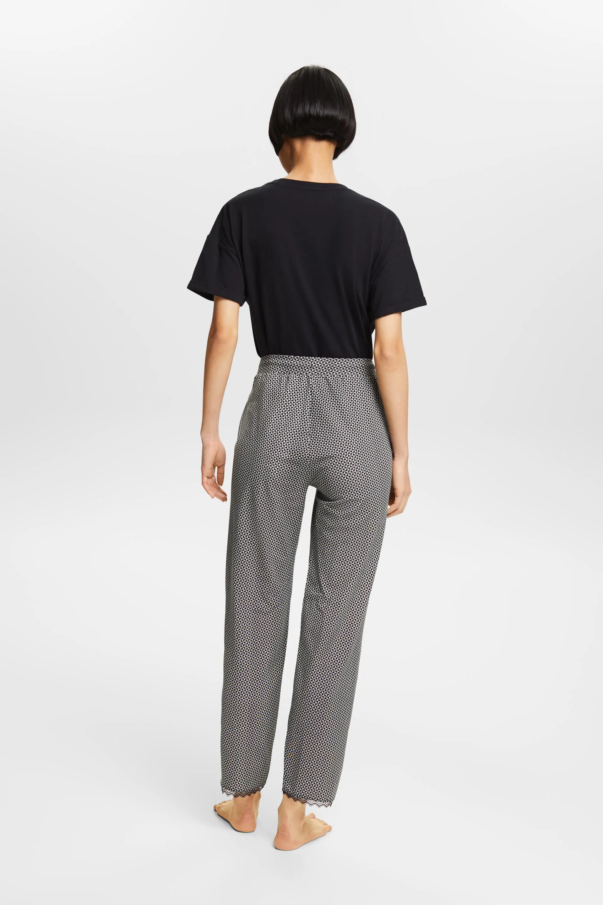 Pantaloni fantasia in jersey con pizzo