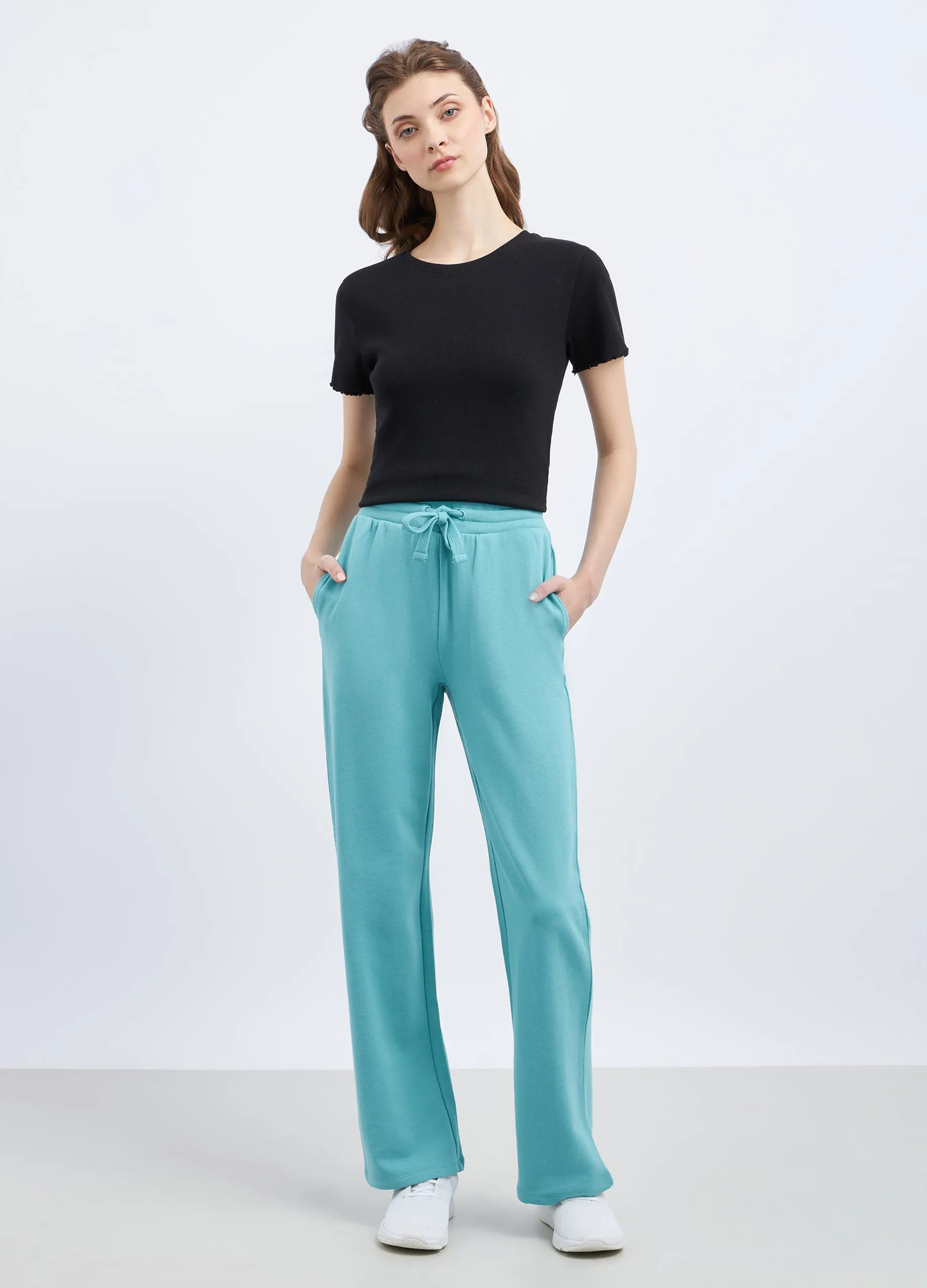 Pantaloni in misto cotone donna