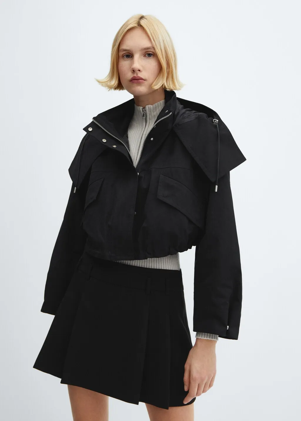Parka crop cappuccio