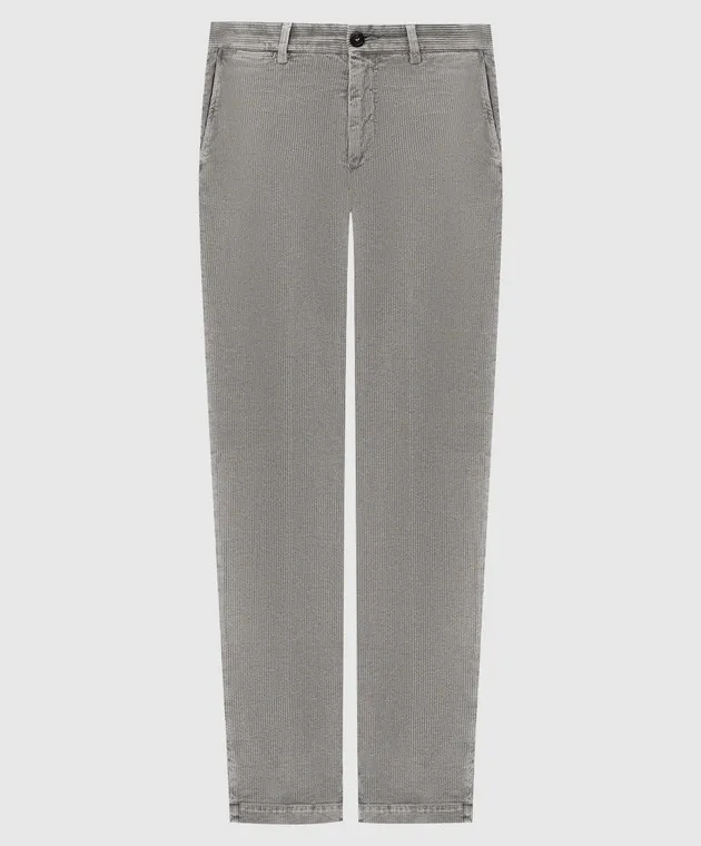 Peserico Pantaloni in velluto a coste grigi con logo metallico R54505T305752