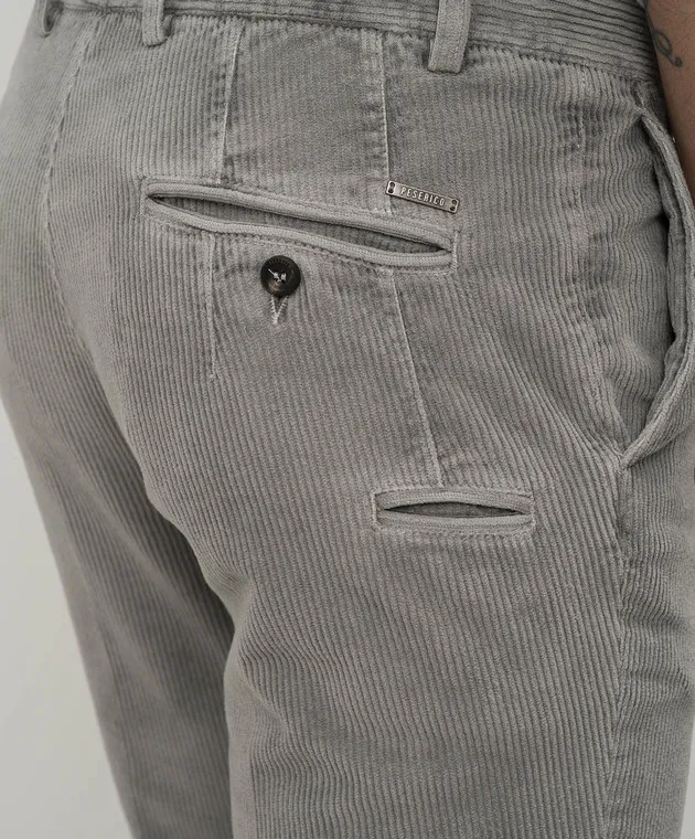 Peserico Pantaloni in velluto a coste grigi con logo metallico R54505T305752
