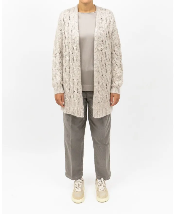 Rialto 48 - Cardigan Melograno Treccia Lurex Sabbia Donna
