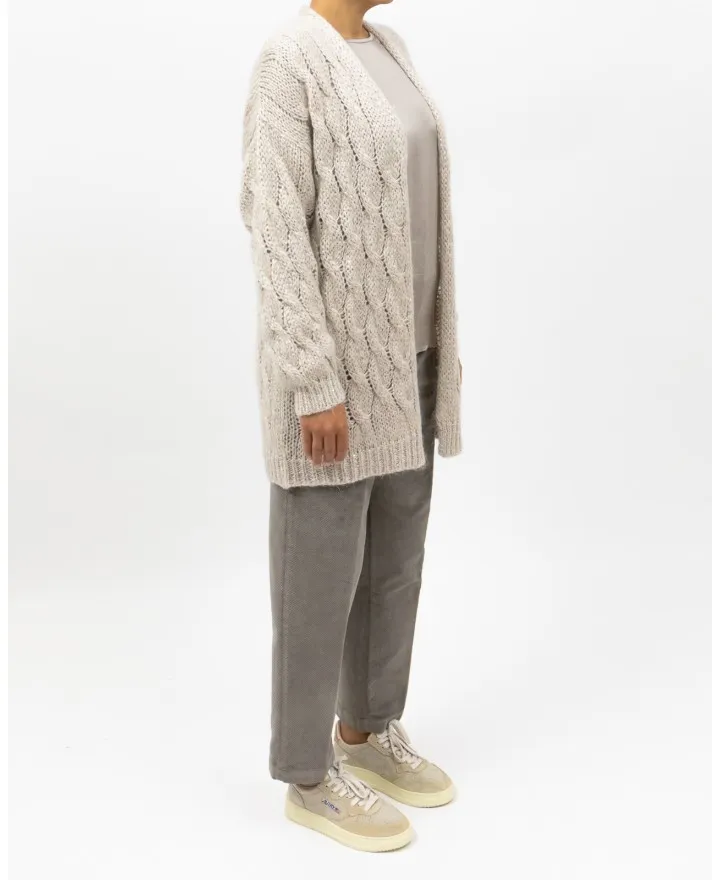 Rialto 48 - Cardigan Melograno Treccia Lurex Sabbia Donna