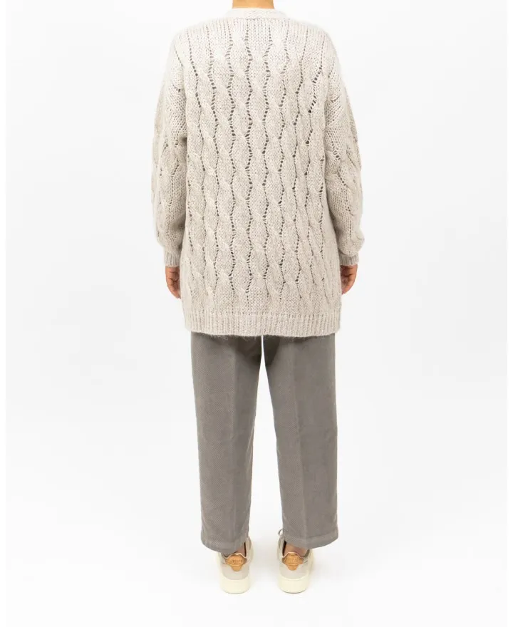 Rialto 48 - Cardigan Melograno Treccia Lurex Sabbia Donna