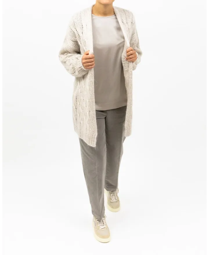 Rialto 48 - Cardigan Melograno Treccia Lurex Sabbia Donna