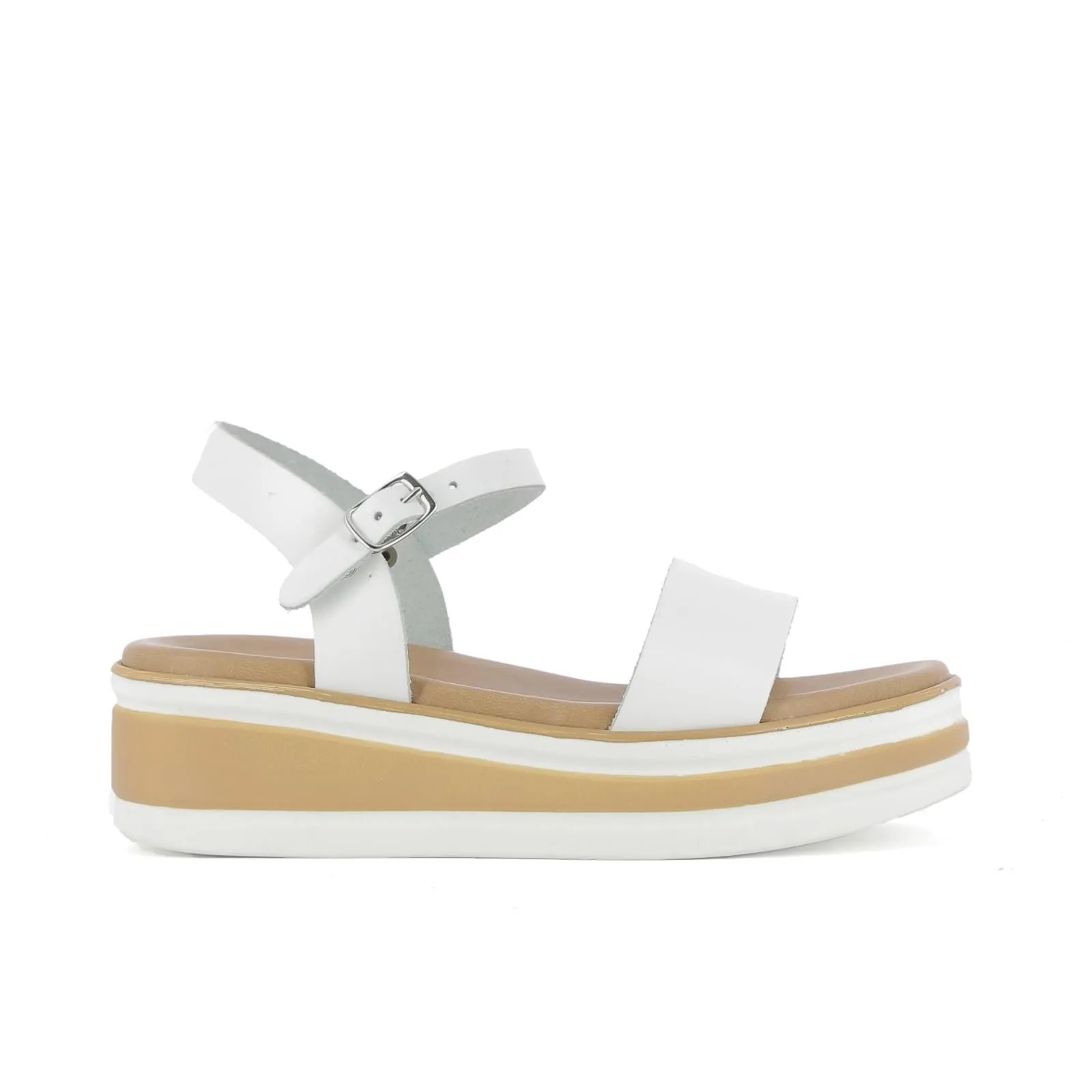 Sandali bianchi in pelle con cinturino