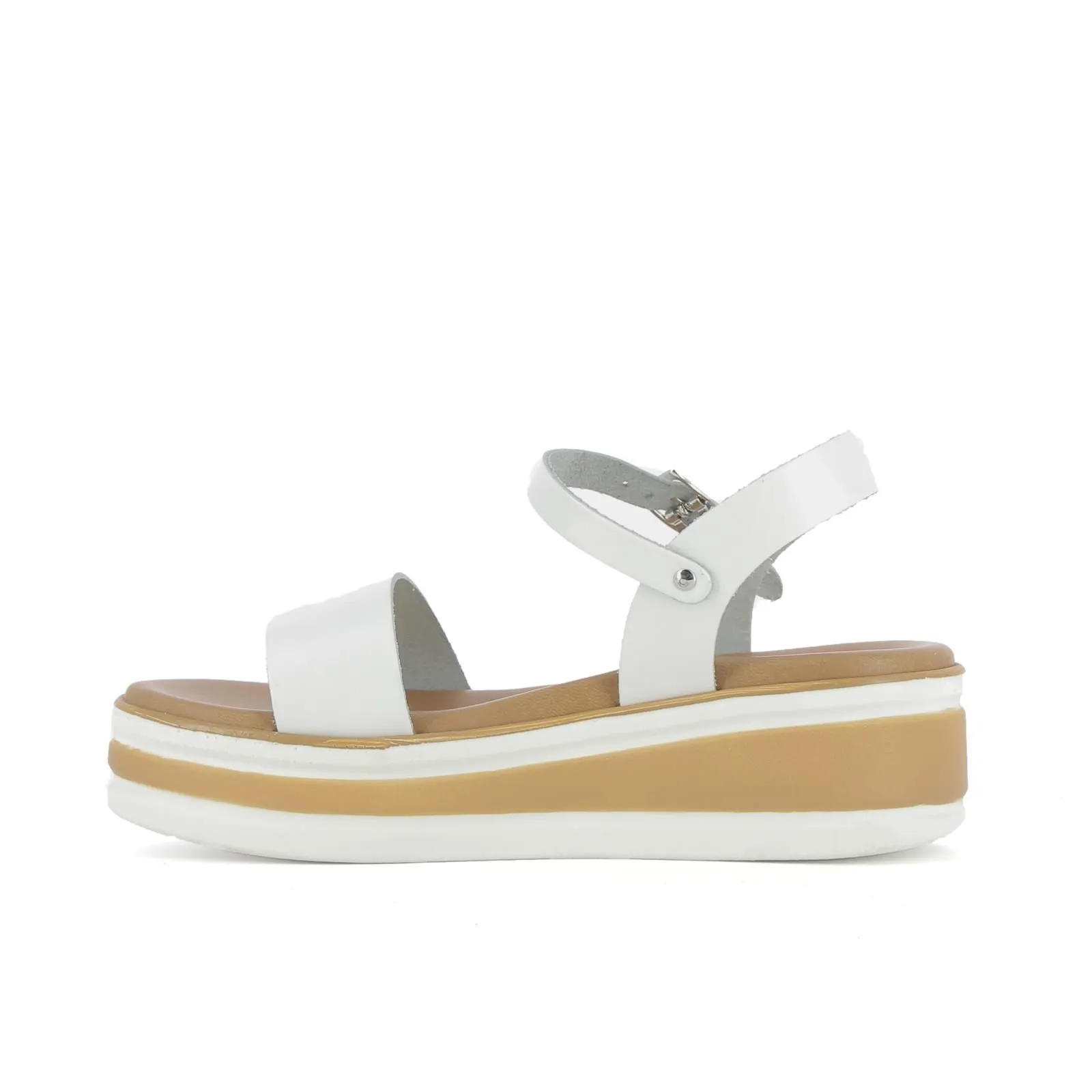 Sandali bianchi in pelle con cinturino