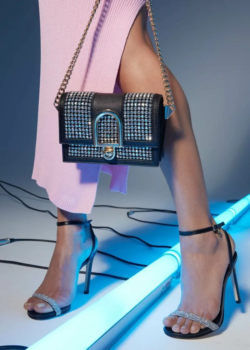 Sandali in pelle con strass
