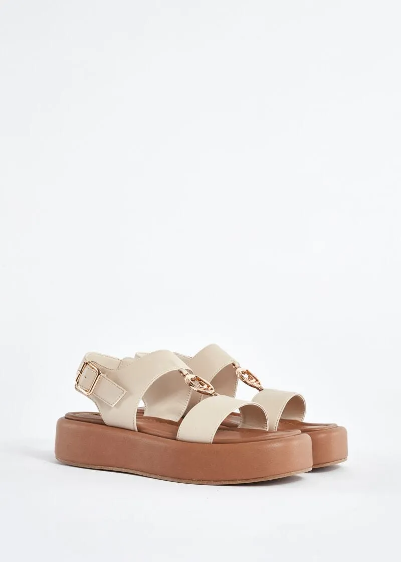 Sandali in similpelle con logo