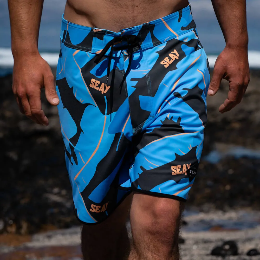 Seay  ---------    ------------Boardshort stampa foglie banano - Nero e blu