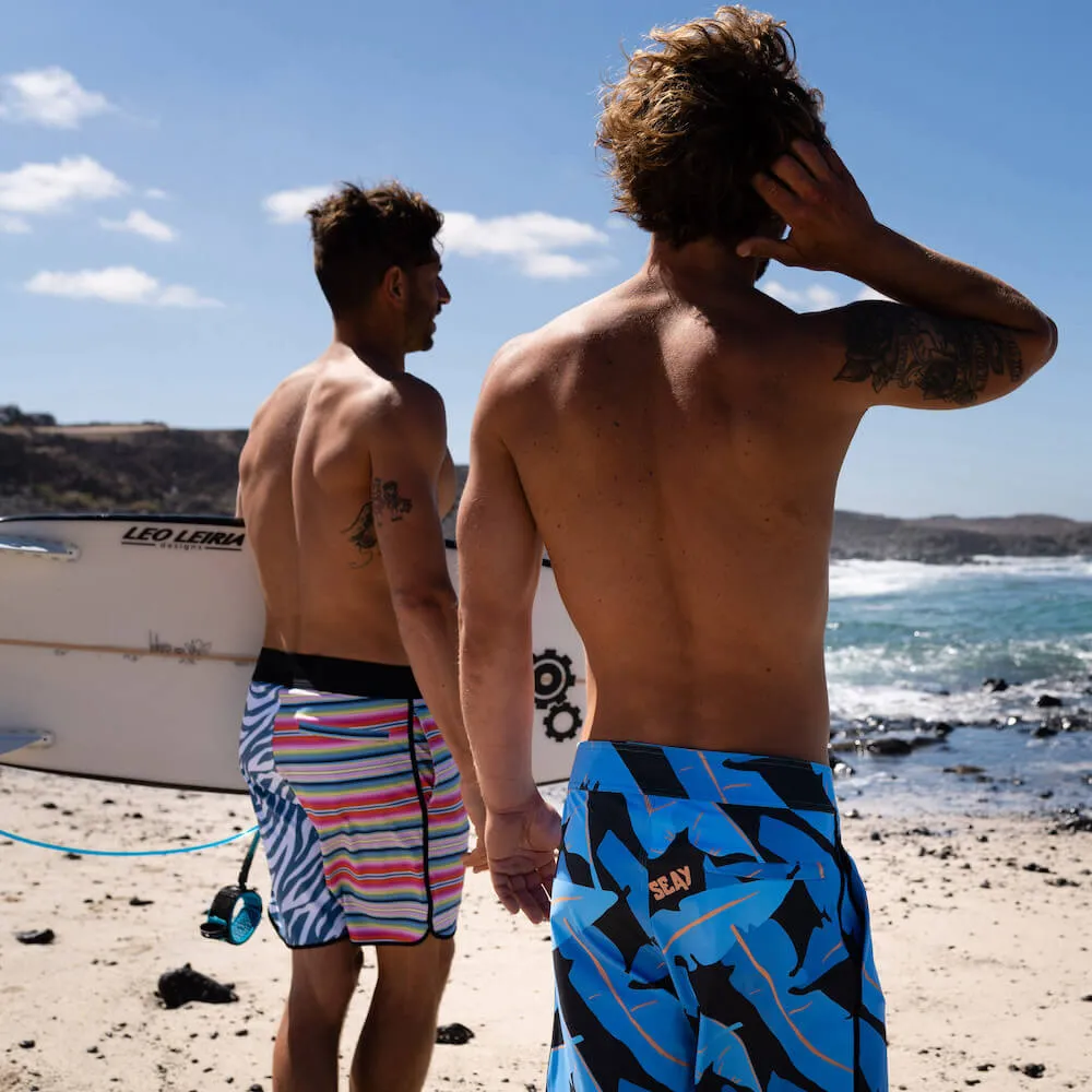 Seay  ---------    ------------Boardshort stampa foglie banano - Nero e blu