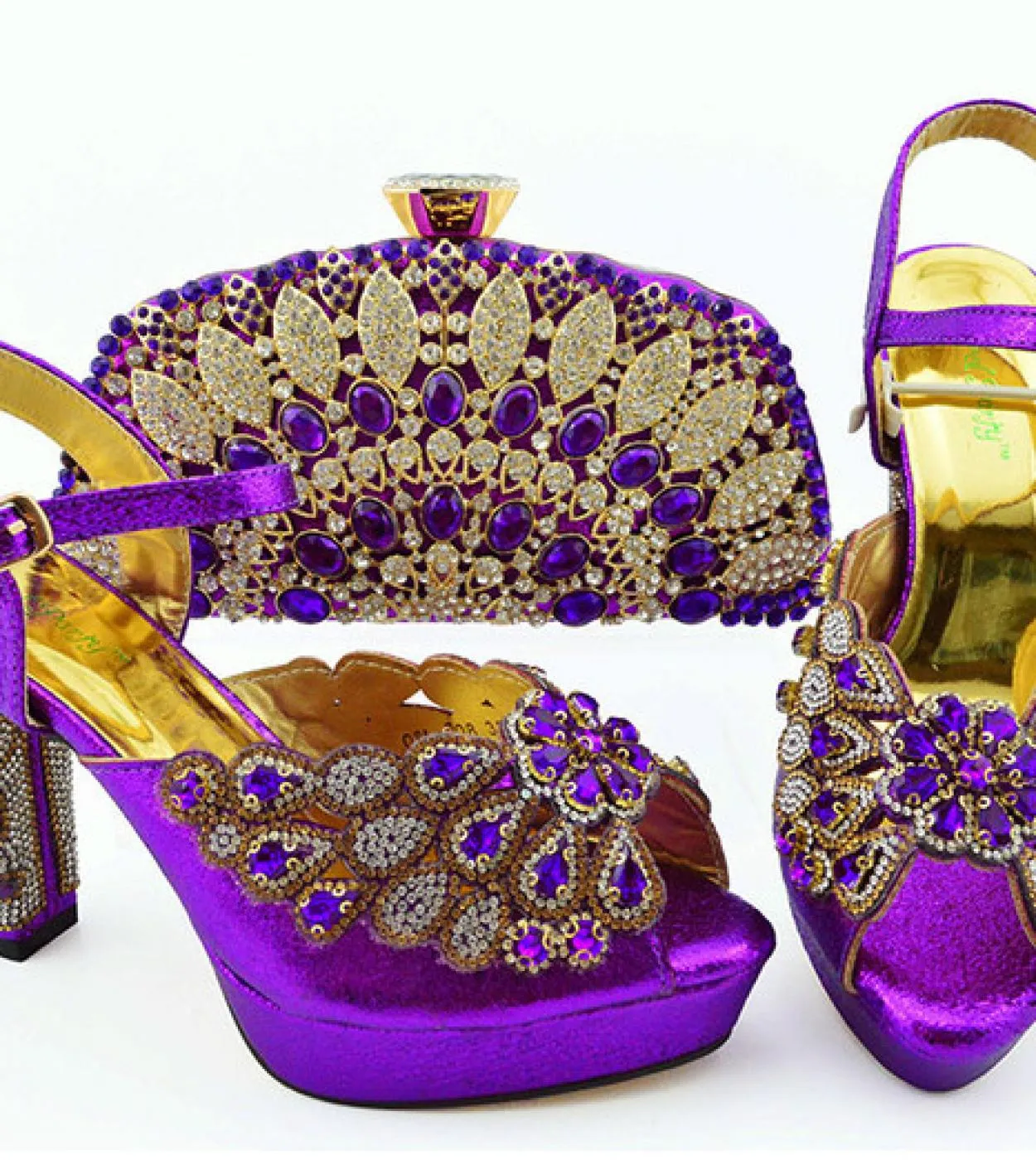 Set di scarpe e borsa da donna africane con set di scarpe e borsa di design italiano di vendita calda da donna color pesca per l