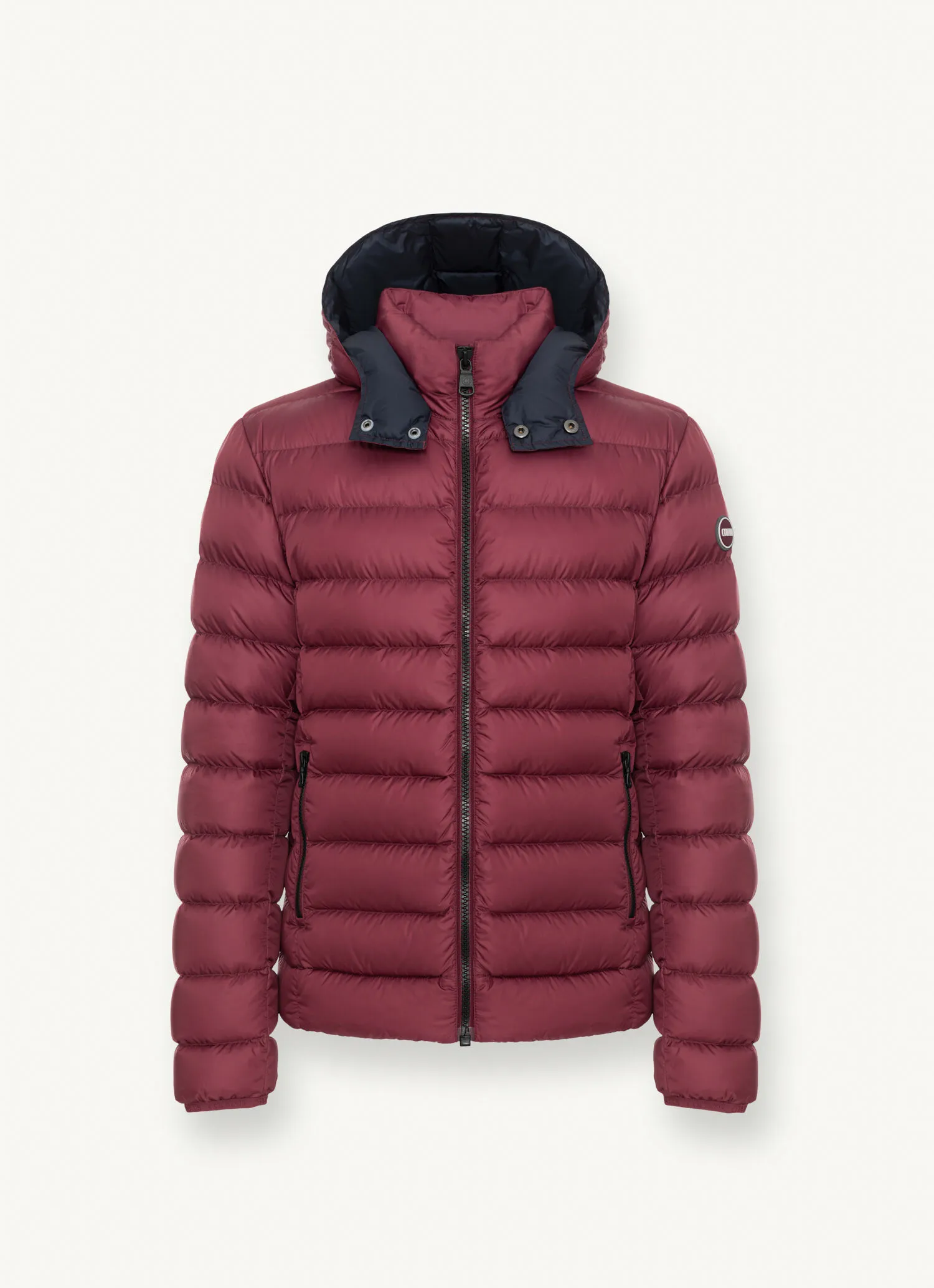 Sporty down jacket with detachable hood