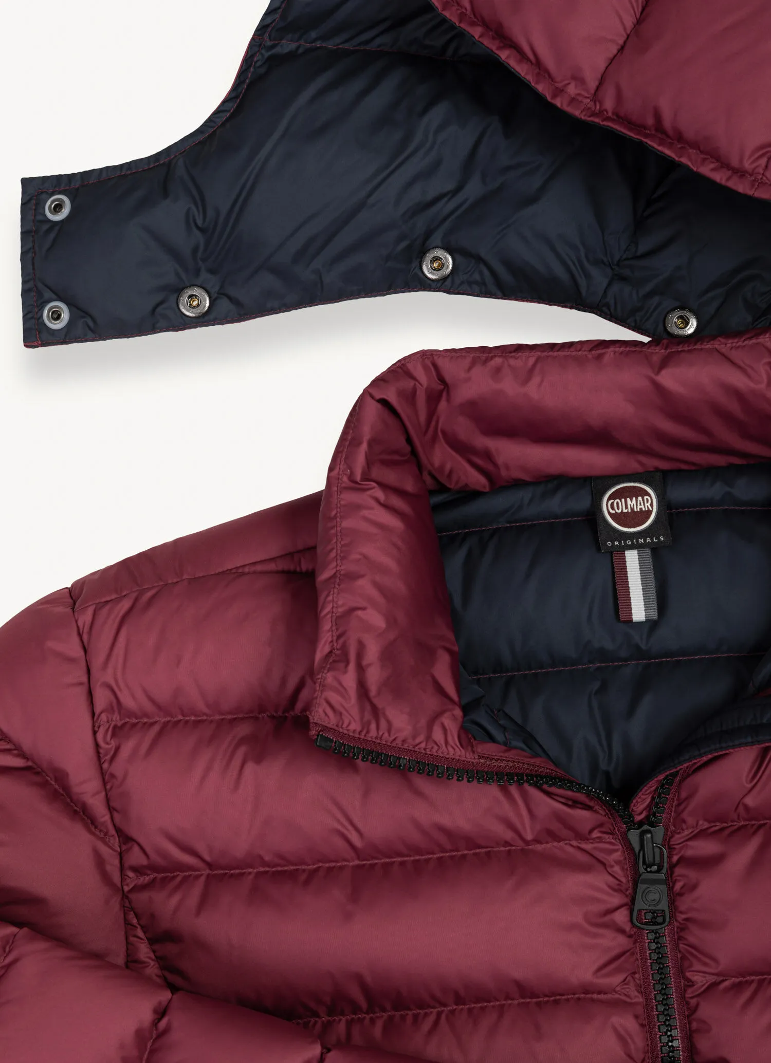 Sporty down jacket with detachable hood