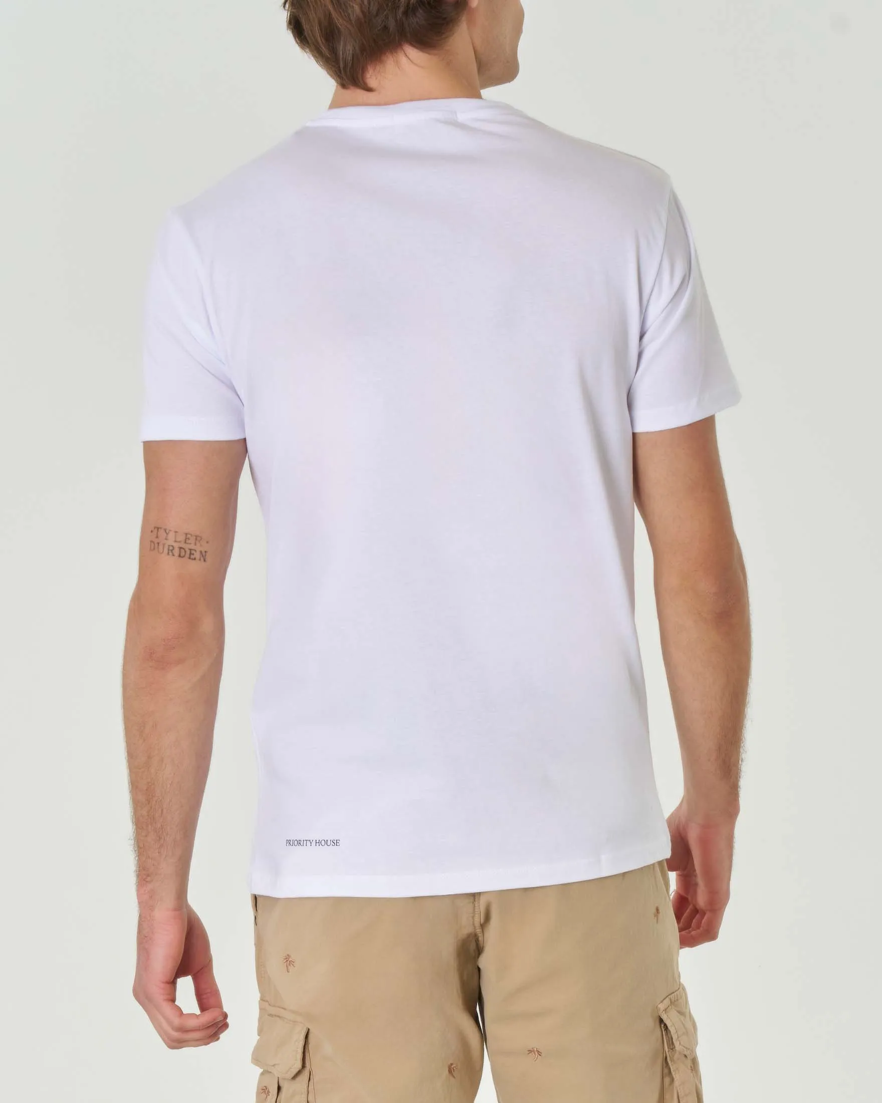 T-shirt bianca girocollo in puro cotone con stampa Mojito sul petto