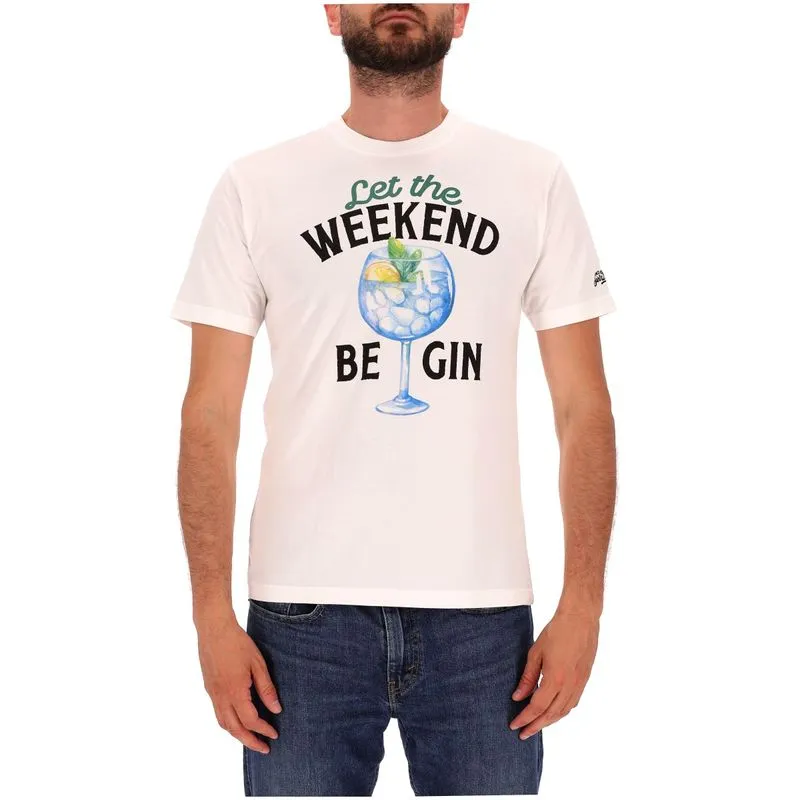 T-Shirt bianca Let The Weekend Be Gin 