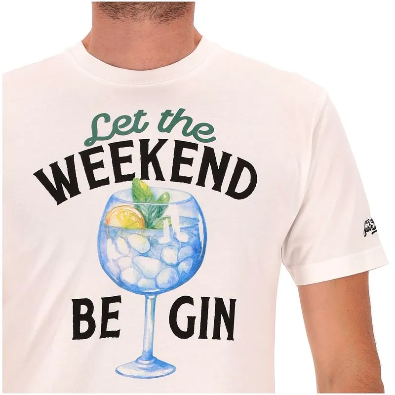 T-Shirt bianca Let The Weekend Be Gin 