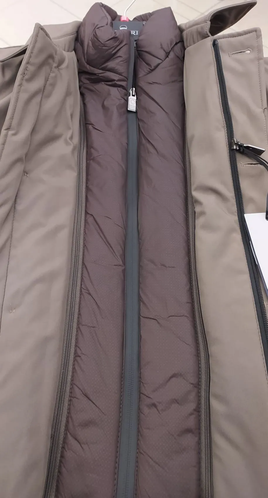 Trench impermeabile imbottito corda con pettorina anti vento staccabile